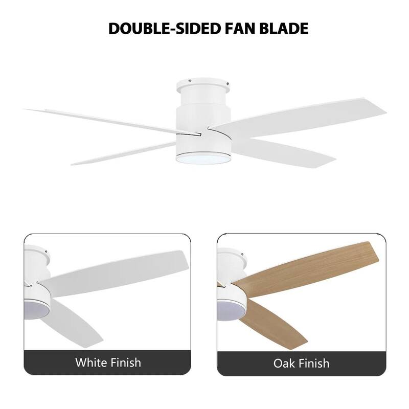 MLiAN Flush Mount DC Ceiling Fan with Lights and Remote, 4 Reversible Blades
