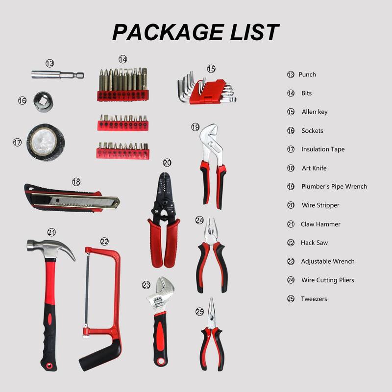 238 Piece Hand Tool Kit With Storage Case Toolbox Package Tool Set Repair Tool - 1