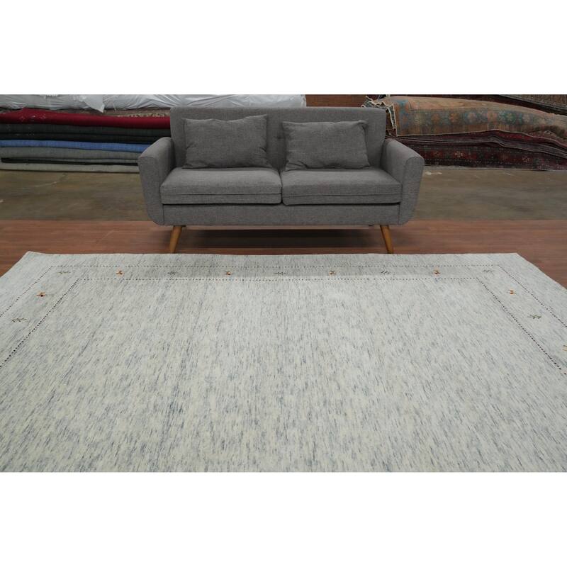 Hand Knotted Oriental 100% Wool Carpet Tribal Animal Pictorial Beige & Ivories Gabbeh Area Rug - 9' 10'' X 9' 11''