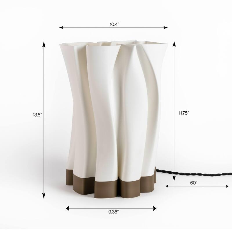 Flame 13.5" Modern Bohemian Plant-Based PLA 3D Printed Dimmable LED Table Lamp, by JONATHAN Y