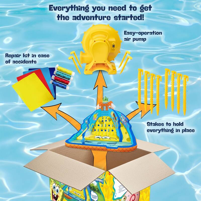 Sunny & Fun SpongeBob Ultra Climber Inflatable Water Slide with Climbing Wall, Two Slides & More! - One Size