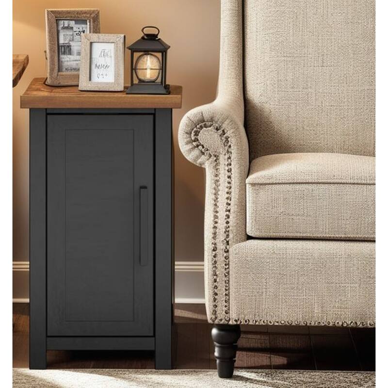 14 inch Chairside Table, No Assembly Required, and Whiskey Finish