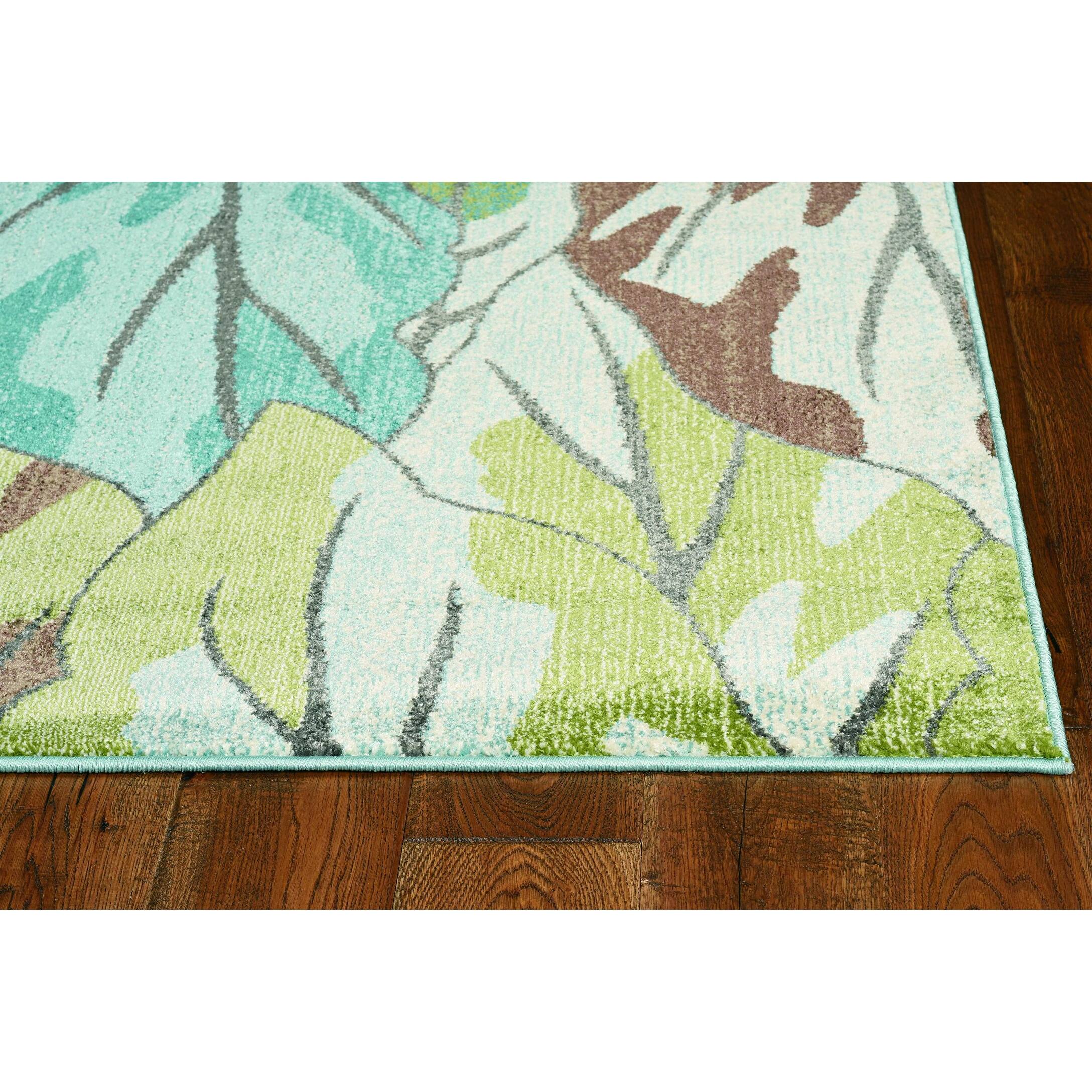 3' x 5' Blue or Green Leaves Area Rug 3'6" Bed Bath & Beyond 39591102