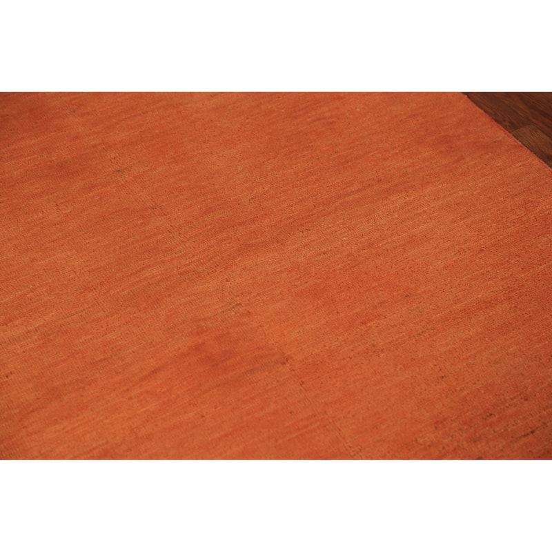 Orange Gabbeh Modern Rug Hand-Knotted Contemporary Wool Carpet - 3'10" x 5'10"