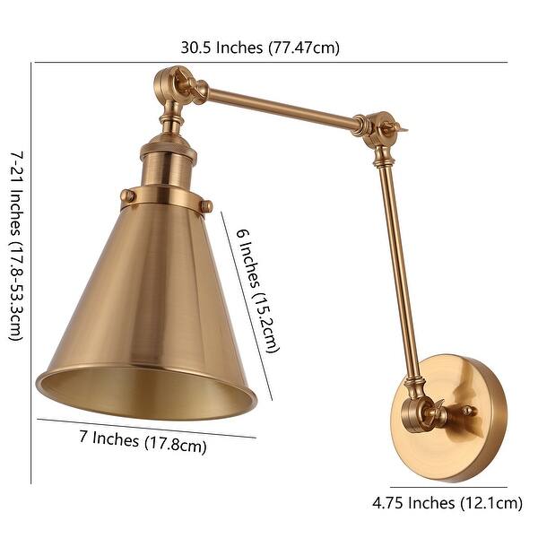 dimension image slide 12 of 14, Rover 7" Adjustable Arm Metal LED Wall Sconce by JONATHAN Y