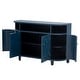 preview thumbnail 8 of 7, Wood Grain Storage Cabinet Snack Table Featuring Four Doors and Adjustable Shelves Living Room Sofa Table Console Tables