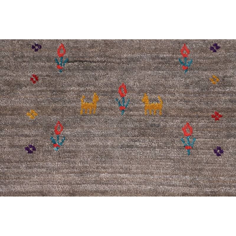 Earth Tone Gabbeh Square Area Rug Silk Carpet - 10'1" X 9'10"
