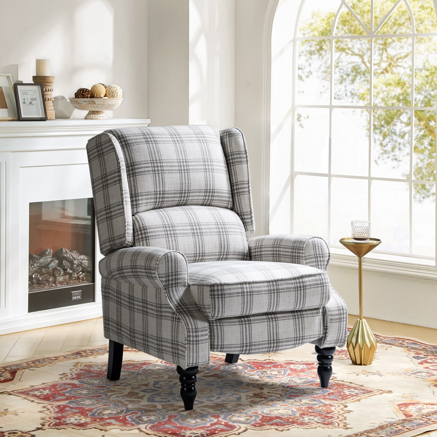 Olympus Upholstered Classic Manual Wingback Recliner with Spindle