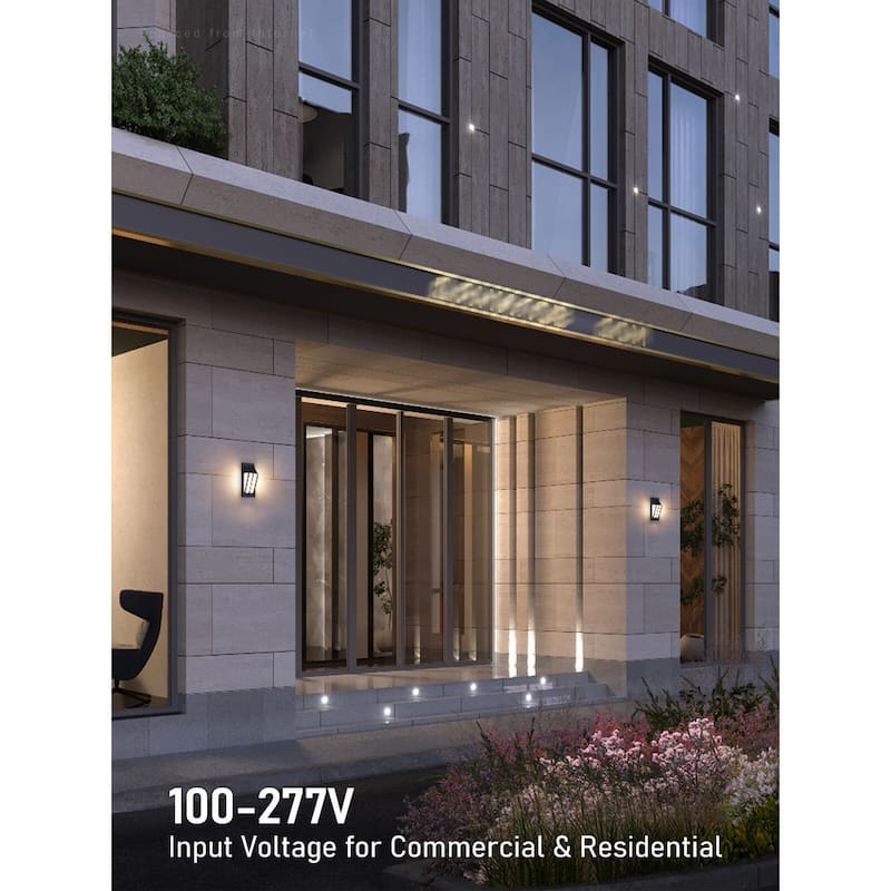 LED Exterior Wall Lights, 100-277V, 3000K Warm White - 2pack