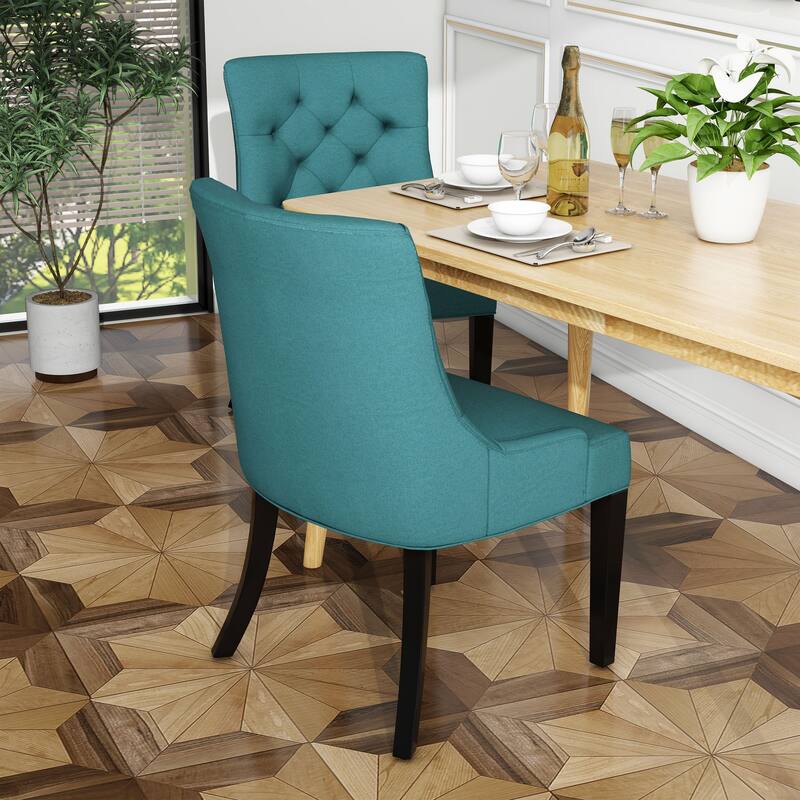 Modern Dining Chairs with Quilted Diamond Back, Tilting Arms and Upholstered Seat, for Dining Rooms, Set of 2