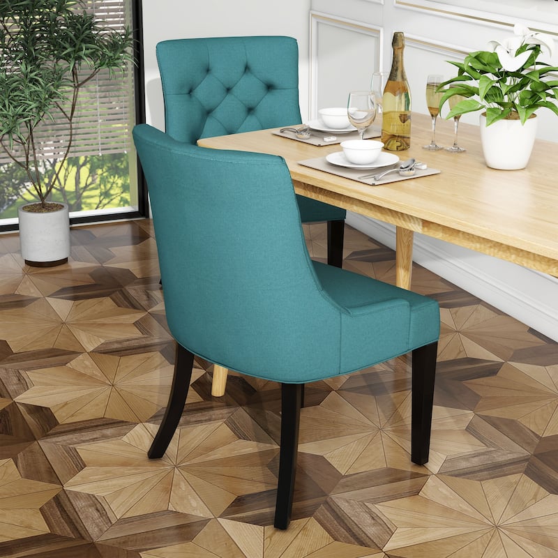 Wingback Dining Chair Set of 2, Fabric Side Dining Chairs Upholstered Dining Room Chairs with Tufted Back, Living Room Chairs