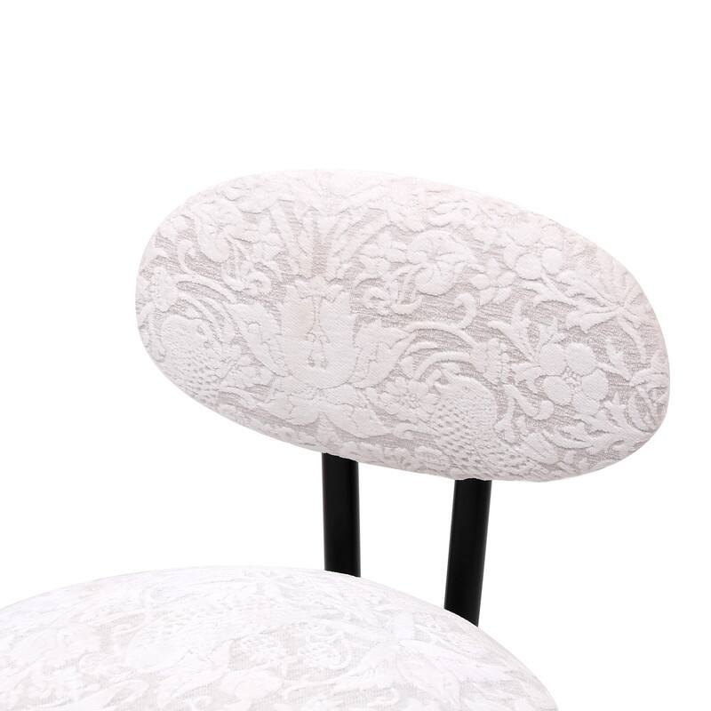 Set of 2 Round Bar Stools with Floral Print Seats - Sturdy Metal Frame for Kitchen & Dining