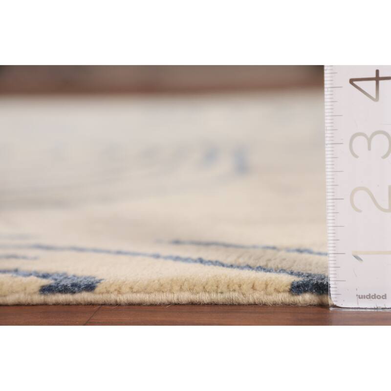 All-Over Gabbeh Oriental Area Rug Hand-Knotted Wool Carpet - 6'0" x 8'9"