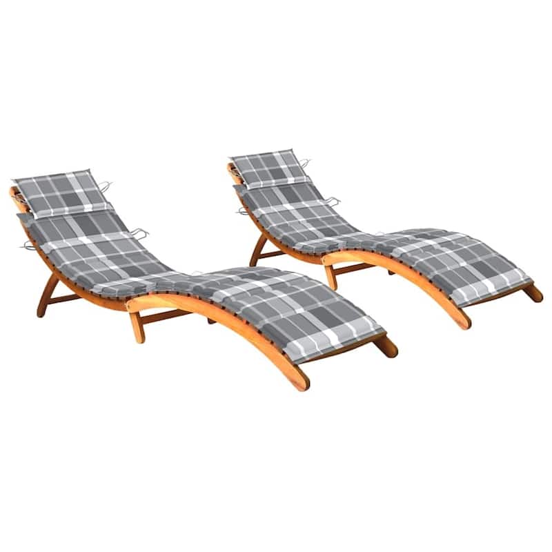 vidaXL Patio Sun Lounger with Cushion Solid Acacia Wood - 72.4" x 21.7" x 25.2"
