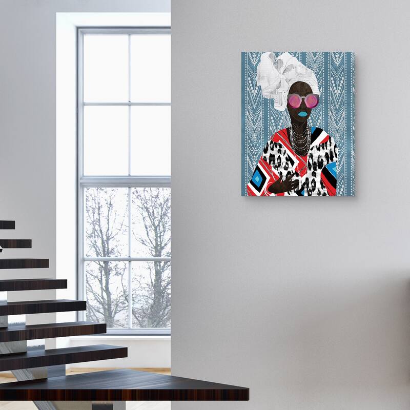 Chevron Queen on Blue by Nikki Chu Canvas Art Print