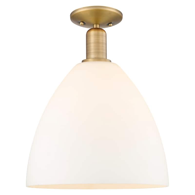 Innovations Lighting 716-1C-15-12 Bristol Semi-Flush Bristol 12" Wide - Brushed Brass / Matte White