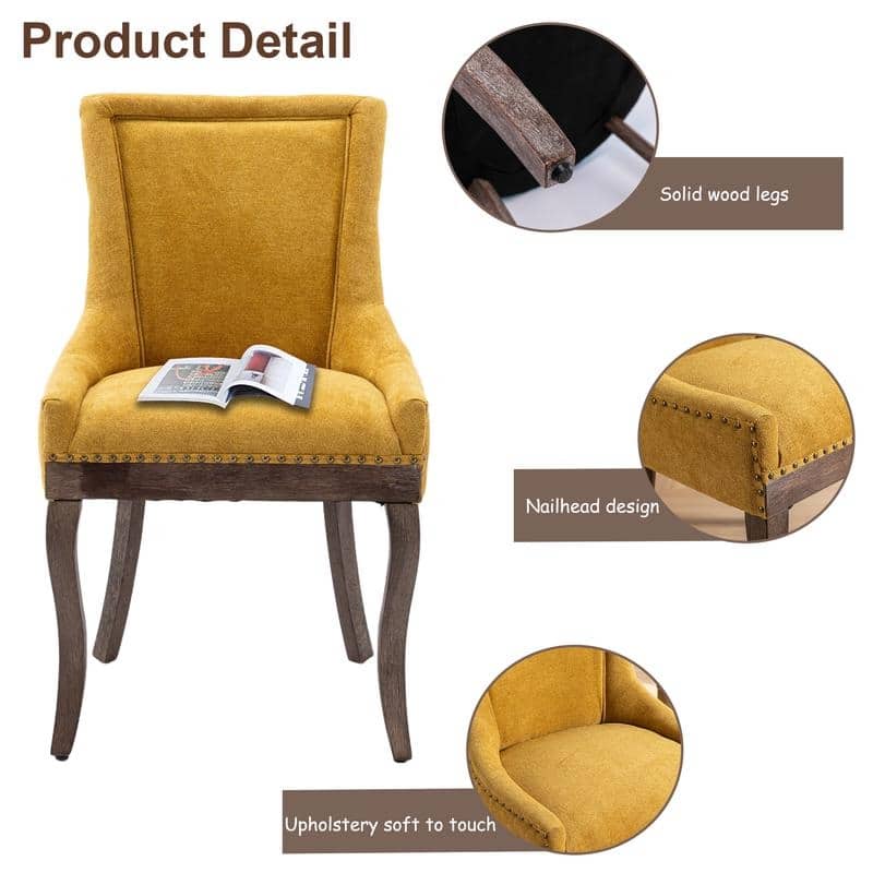 Thickened Side Dining Chair with Solid Wood Legs Set of 4