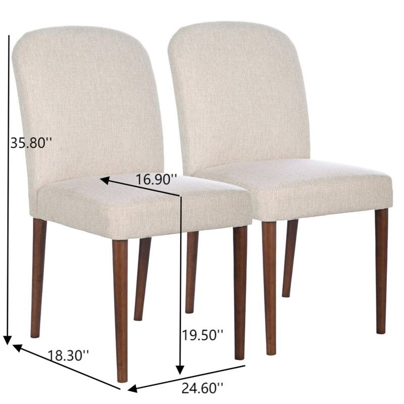 GDFStudio - Capri Modern Fabric Dining Chair with Solid Wood Frame & Linen Blend Upholstered Padded Seat, Set of 2 - 24.6"