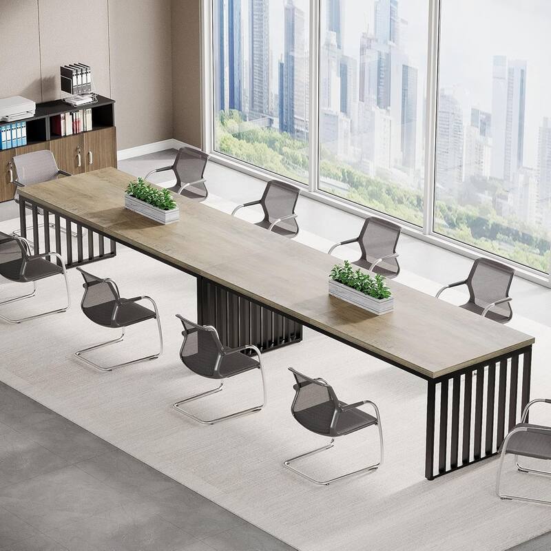 6.56 ft Industrial Conference Table, Rectangular Meeting Table for Seminar, Business & Negotiation