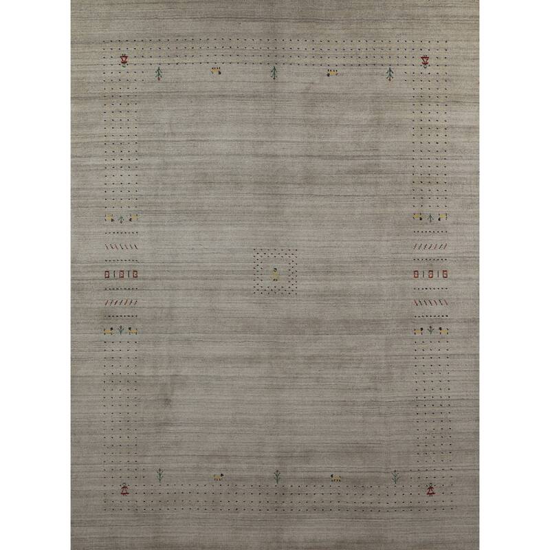 Hand Knotted Oriental 100% Wool Carpet Tribal Tribal Greys & Charcoal Gabbeh Area Rug - 9' 9'' X 8' 0''