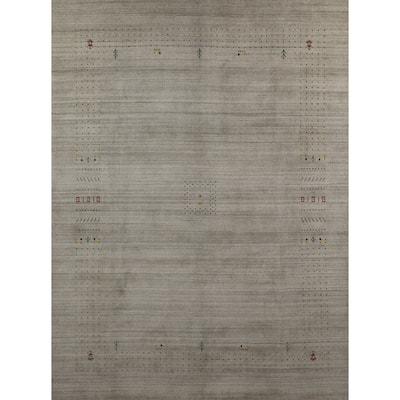Hand Knotted Oriental 100% Wool Carpet Tribal Tribal Greys & Charcoal Gabbeh Area Rug - 9' 9'' X 8' 0''