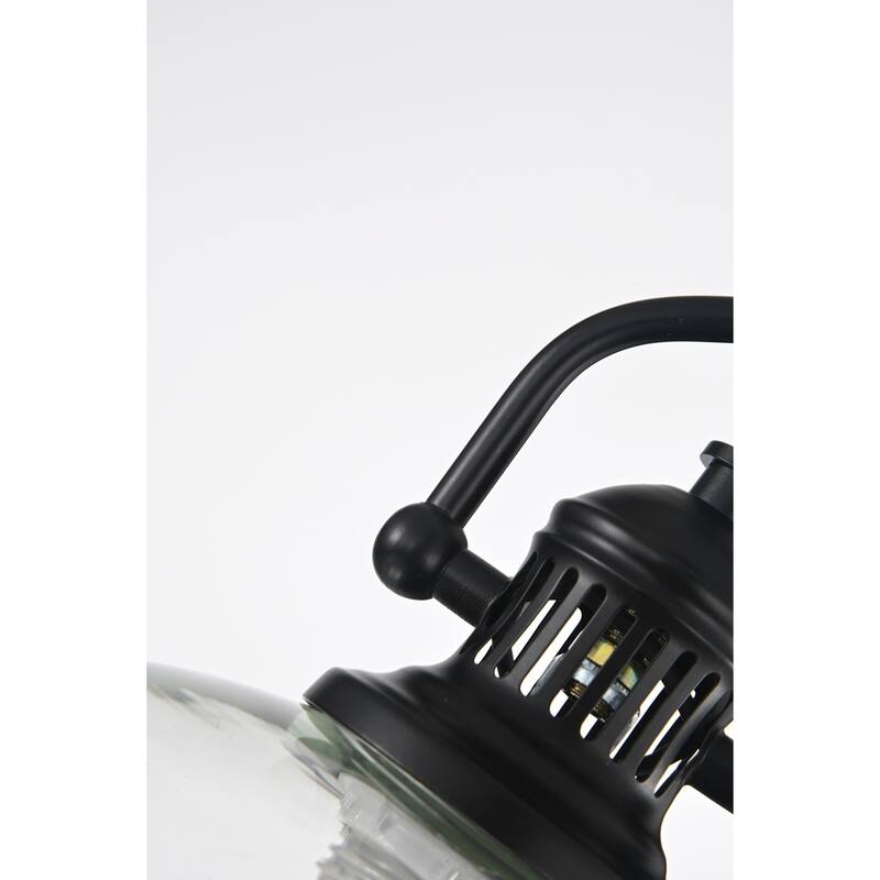 Black 1-Light Dome Shaped Clear Glass Mini Pendant
