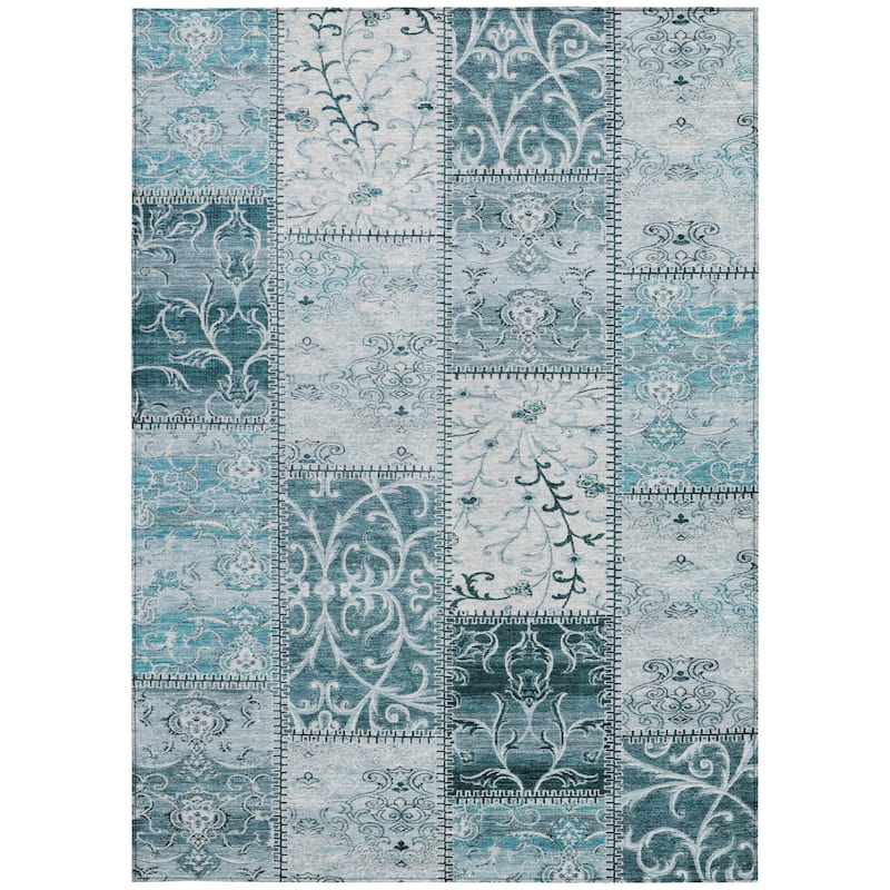 Alfifi Patchwork Weather Resistant Timeless Fusion Round Outdoor Rug