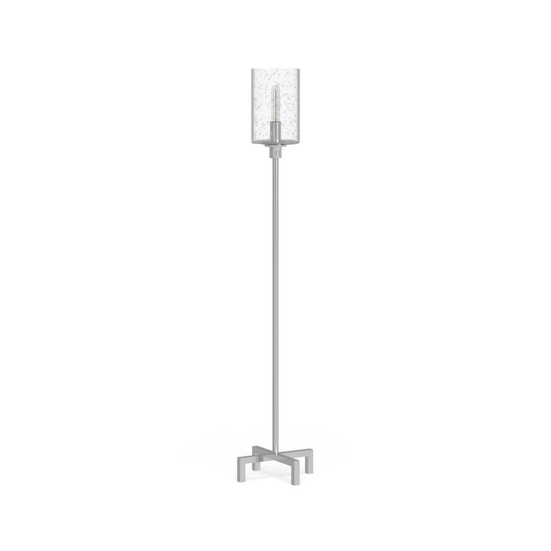Pantheo Industrial Farmhouse Metal Floor Lamp with Seeded Glass Shade