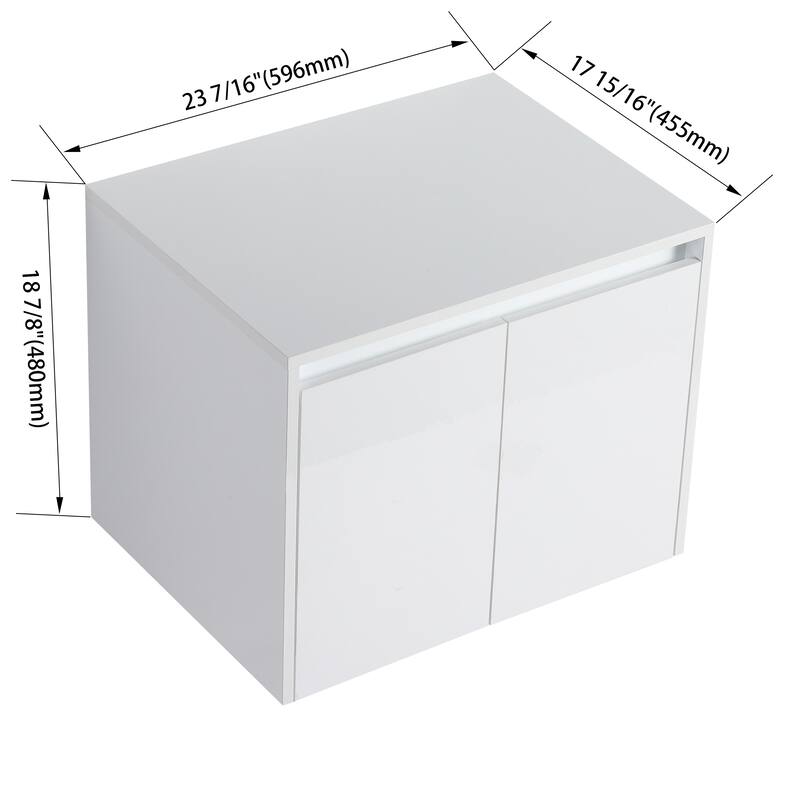 Float Mounting Bathroom Vanity With Resin Sink - Glossy White