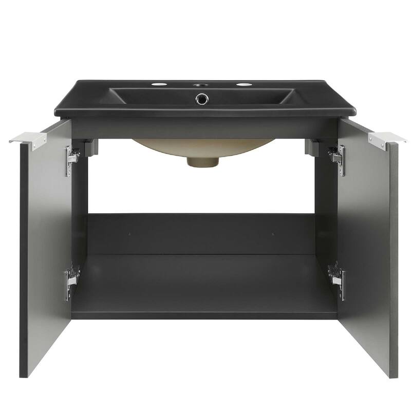 Modway Maybelle 24" Wall-mount Bathroom Vanity in Gray Black - Gray Black