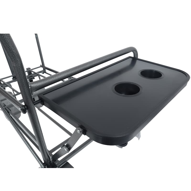 3-In-1 Folding Wagon With Bench Seat & Rear-Mounted Folding Tabletop - 500lbs Capacity, 9"X4" Beach Tires