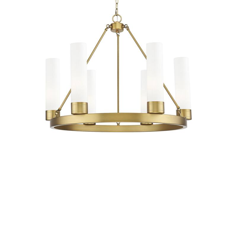 Innovations Lighting 617-6CR-24-29 Boreas Chandelier Boreas 6 Light - Brushed Brass / Striped White