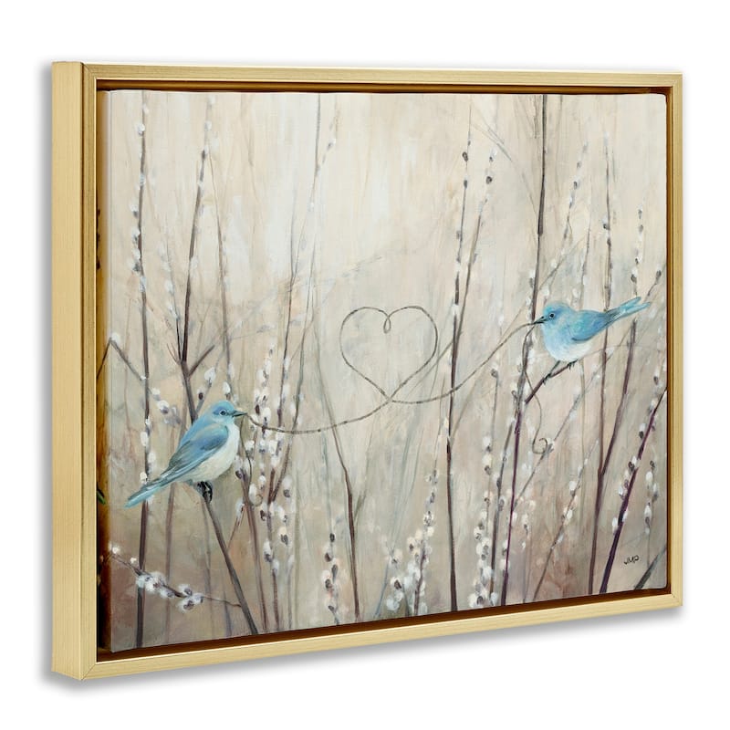 Stupell Love Birds Heart Shape Framed Floater Canvas Wall Art Design by Julia Purinton
