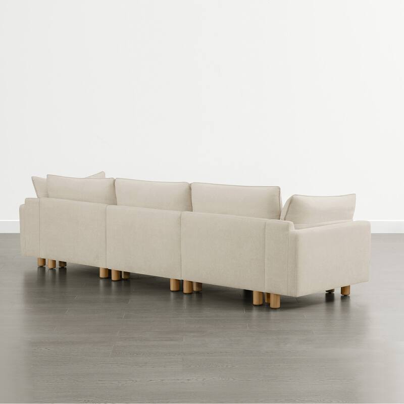 Spruce & Spring Modular Cloud Couch Sofa with Wood Legs for Living Room
