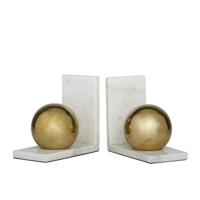 Marble Orb 7 lbs Decorative Bookends - Set of 2 Black or Gold - CosmoLiving by Cosmopolitan