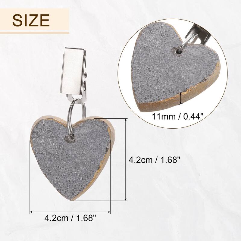 4PCS Marble Gold Heart Shape Tablecloth Weights with Metal Clip - Grey