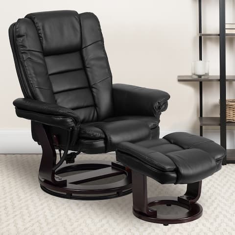 Contemporary LeatherSoft Recliner and Ottoman