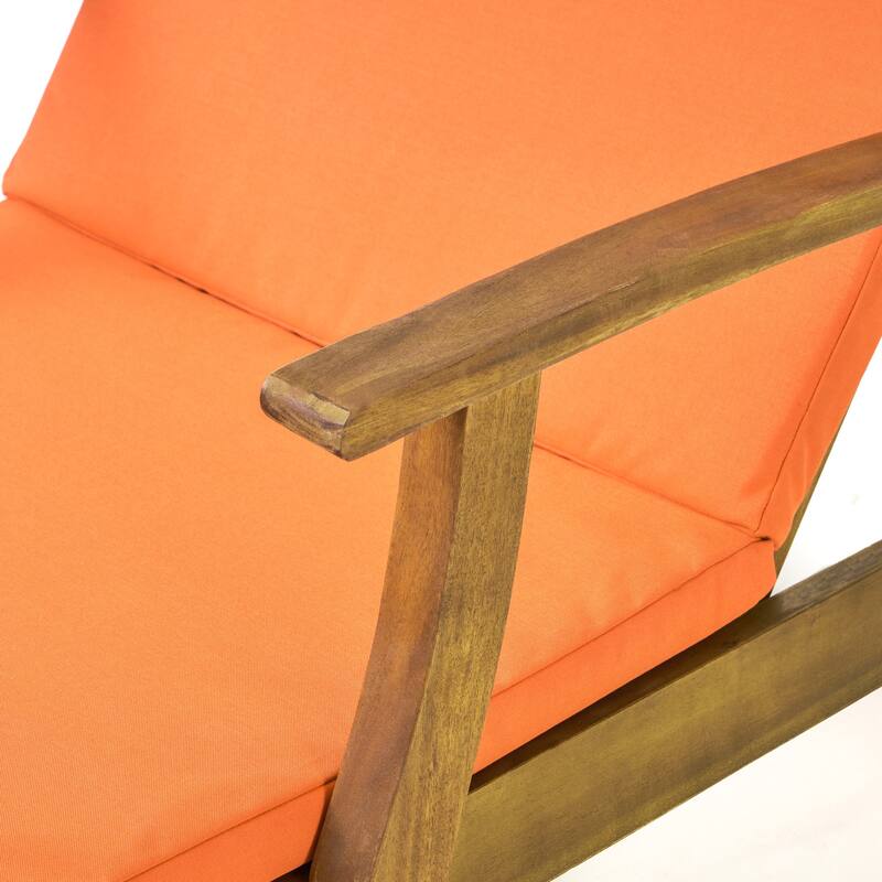 Perla Outdoor Acacia Wood Chaise Lounge with Cushion by Christopher Knight Home