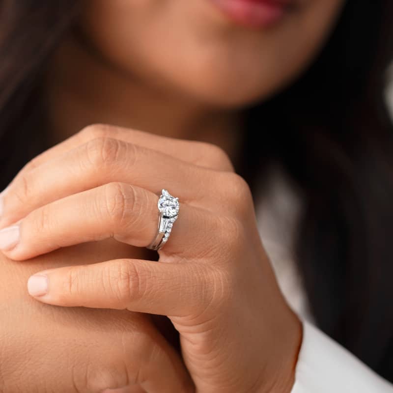 1.5 ct Moissanite Solitaire Engagement Ring Wedding Band Bridal Set in Sterling Silver