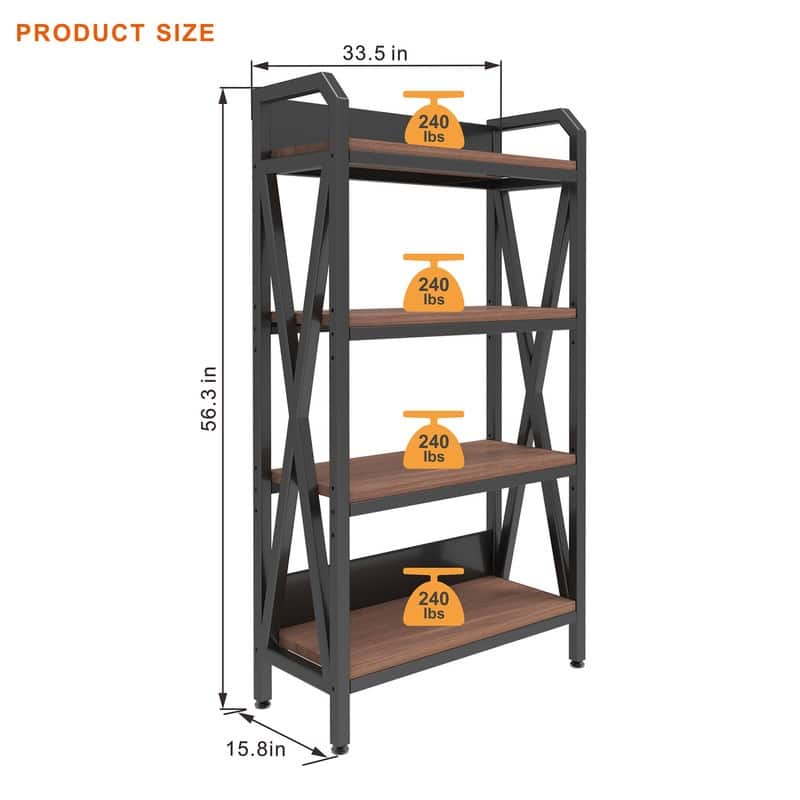 4-Tier Baker's Rack with Wooden Shelves - Versatile Storage Organizer for Kitchen, Pantry, Bathroom & More, 33.50'' Length