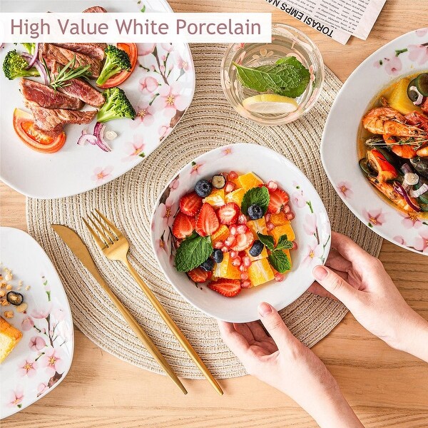 VEWEET Annie Ivory White Pink Dinnerware Set (Service for 6) - On