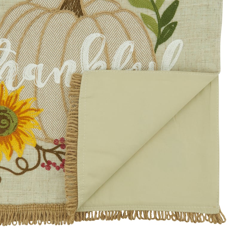 Fall Table Runner With Thankful Pumpkin Design - 16"x70"