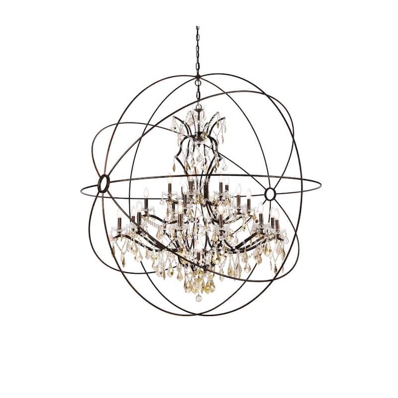 Royce Edge 25-Light Dark Bronze Chandelier - dark bronze (royal cut clear crystals)