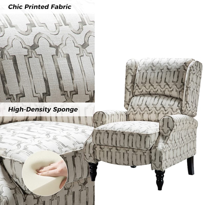 Olympus Upholstered Classic Manual Wingback Recliner with Solid Wood Legs Set of 2 by HULALA HOME