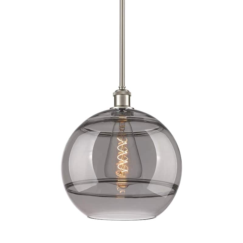 Innovations Lighting 516-1S-14-12 Rochester Pendant Rochester 12" Wide - Brushed Satin Nickel / Light Smoke