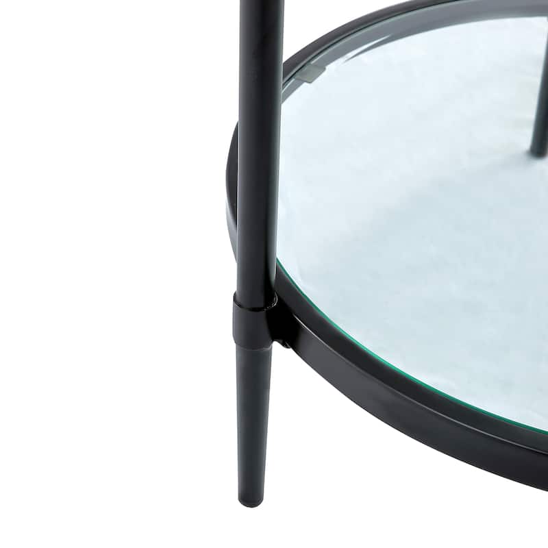 Sleek Minimalist Coffee Table, Crystal Clear Tempered Glass + Matte Black Industrial Frame