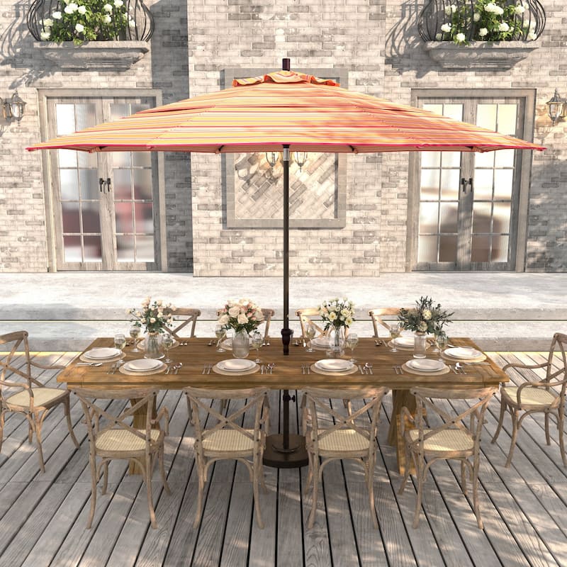 California Umbrella 11' Rd Sunset Series Patio Umbrella Bronze Aluminum Frame Crank Lift Auto Tilt Sunbrella - Dolce Mango