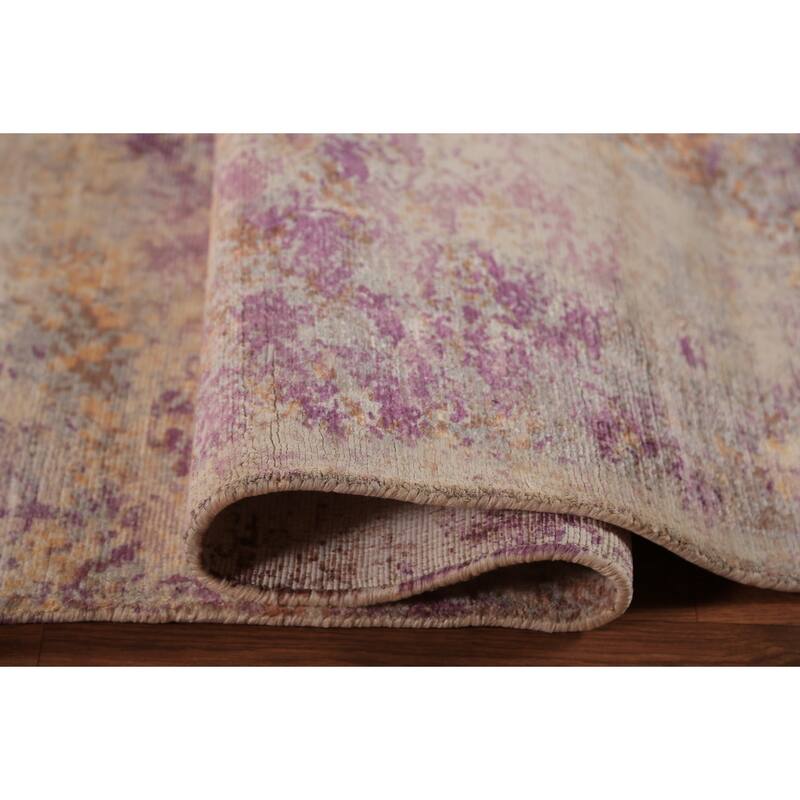 Modern Abstract Indian Area Rug Handmade Multi-Color Wool Carpet - 8'11"x 11'9"