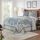 preview thumbnail 11 of 30, Cotton Blend Oversized Vintage Medallion Bedspread Set by Superior Cerulean Blue - Full