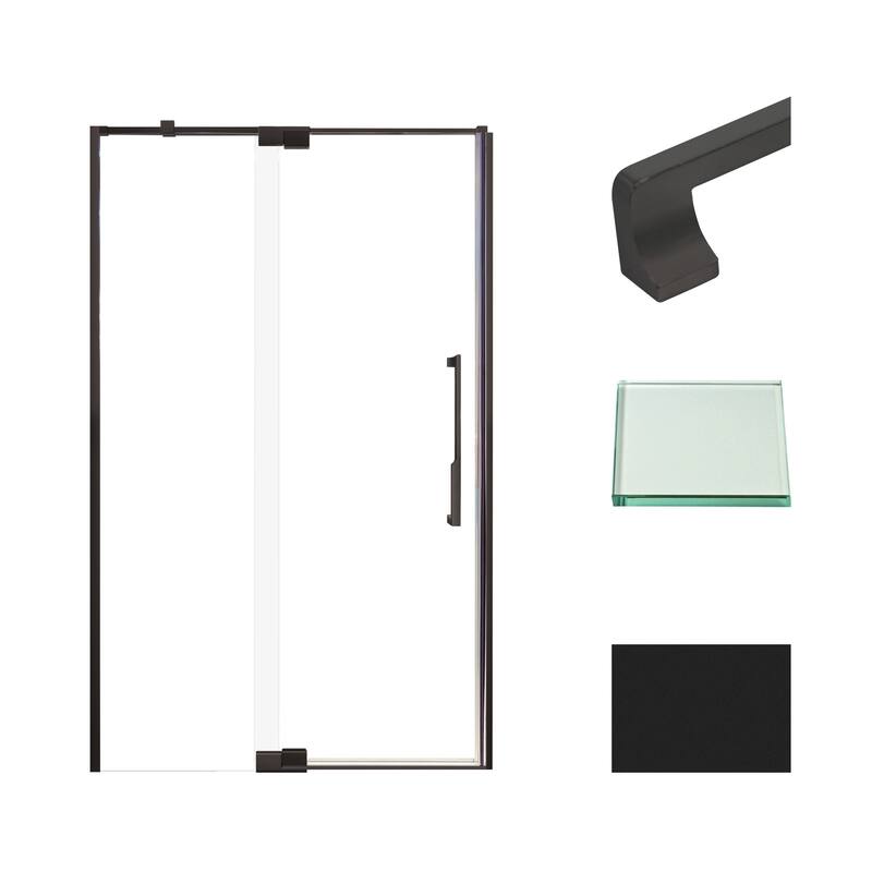 Transolid IPD487610C-J 76" High x 48" Wide Pivot Semi Frameless Shower - Matte Black